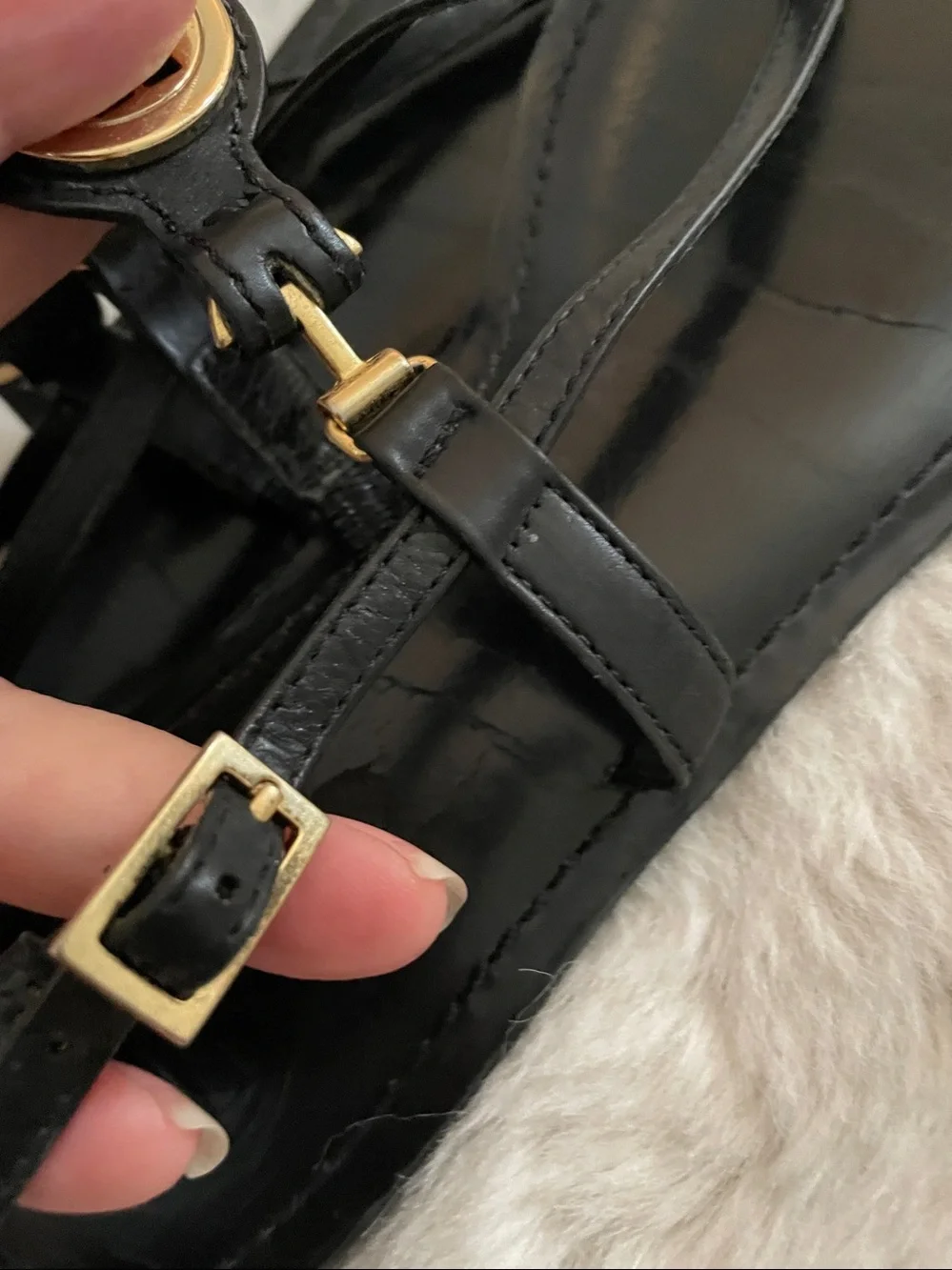 Tory Burch Black Leather Sandals with Gold Logo Medallions 6.5